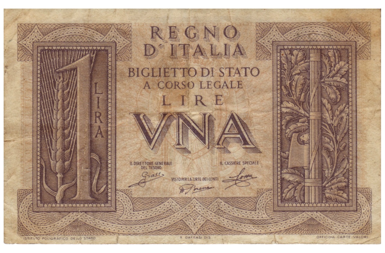 Moneta da 10 Lire con spiga, simbolo della valuta italiana, con quotazione attuale visibile.